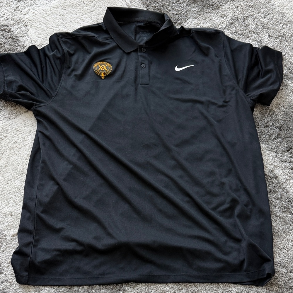 NBA Summer League Nike Men's Black Polo Shirt with White Logo